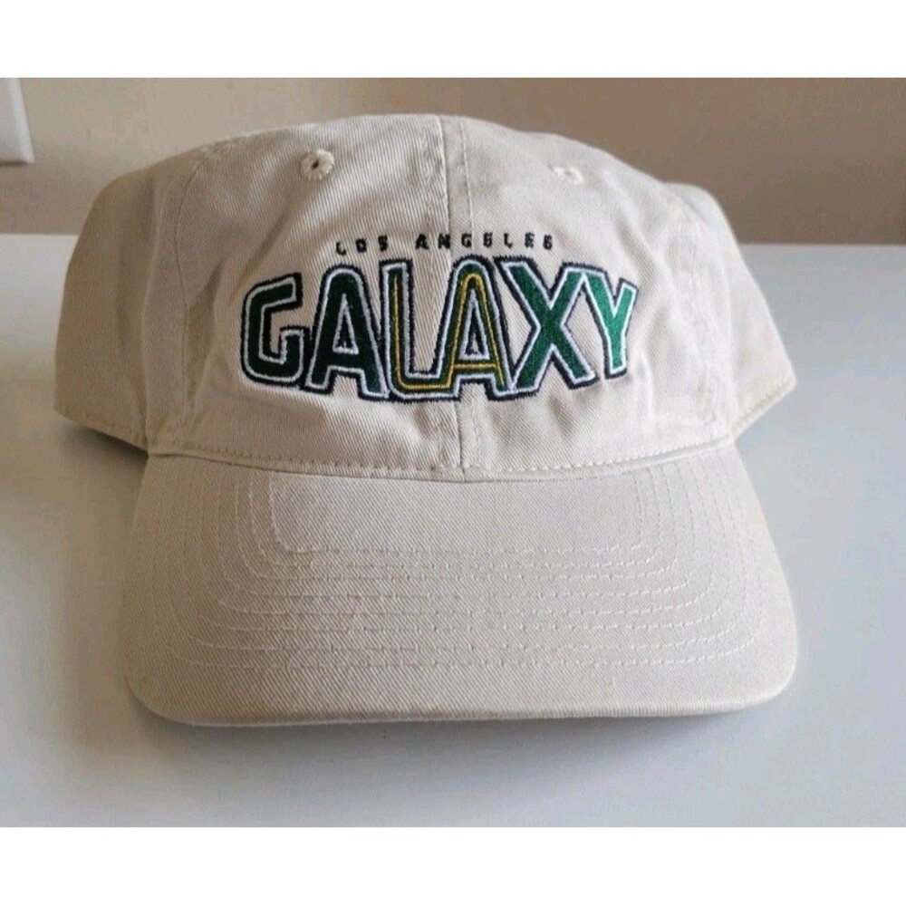 NEW Vintage 2001 LA Galaxy MLS Hat Cap Adjustable Beige Embroidered Logo